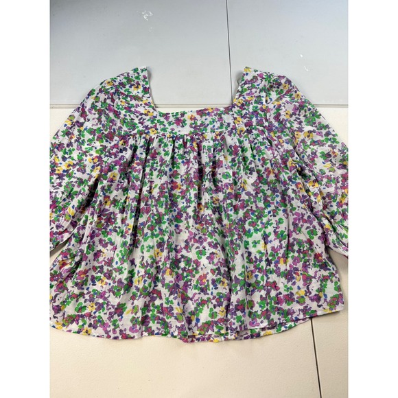 Hope & Harlow Floral Print Square Neck Long Sleeve Blouse Top L‎ - Picture 8 of 9